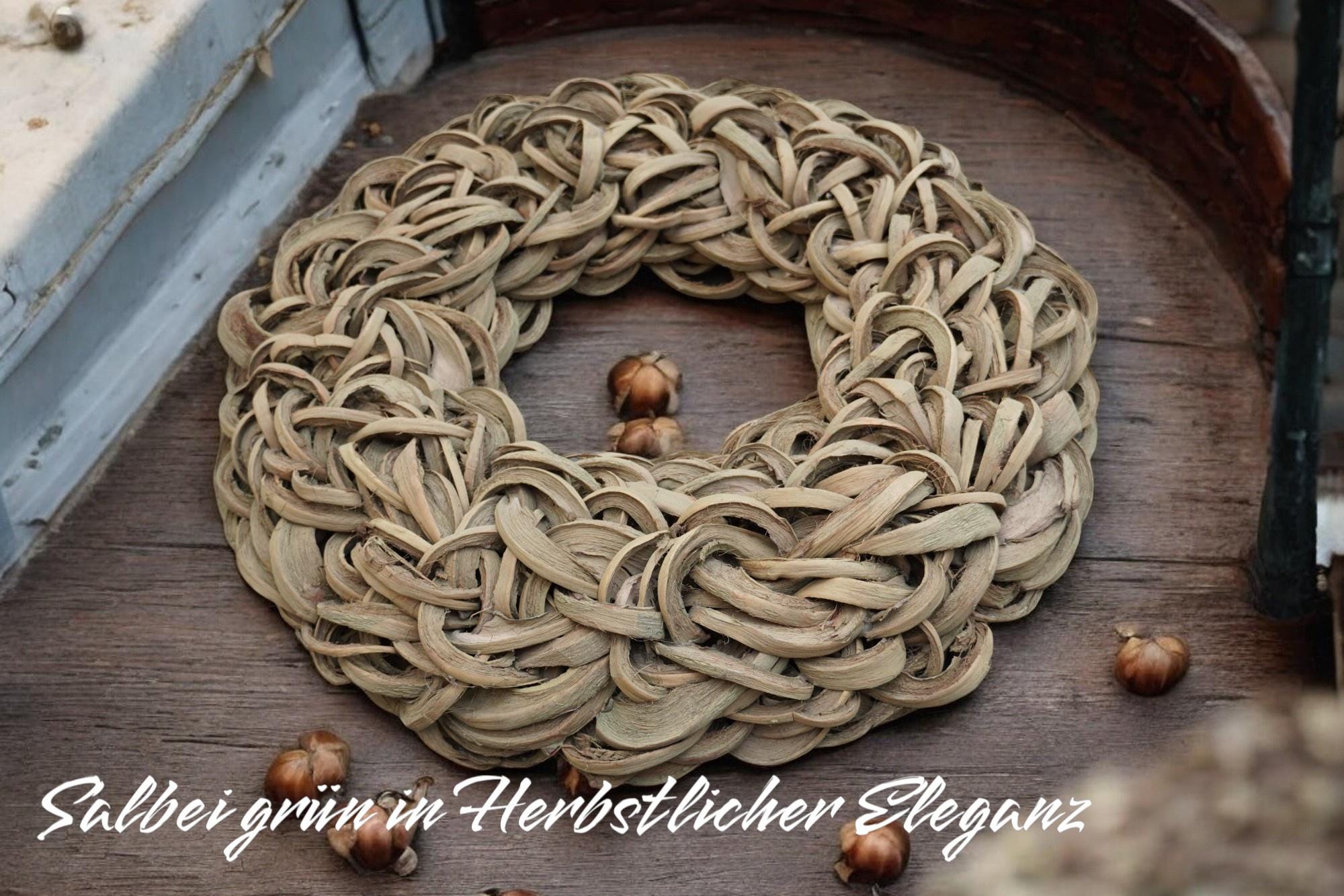 Türkranz Wandkranz Kranz Salbei Grün 55 Durchmesser, Praktische Aufhängung, Coco sliced