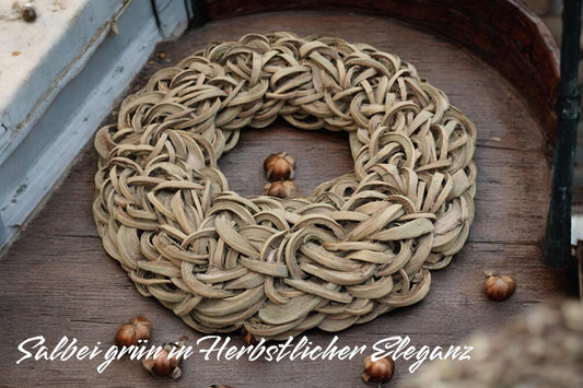 Türkranz Wandkranz Kranz Salbei Grün 55 Durchmesser, Praktische Aufhängung, Coco sliced