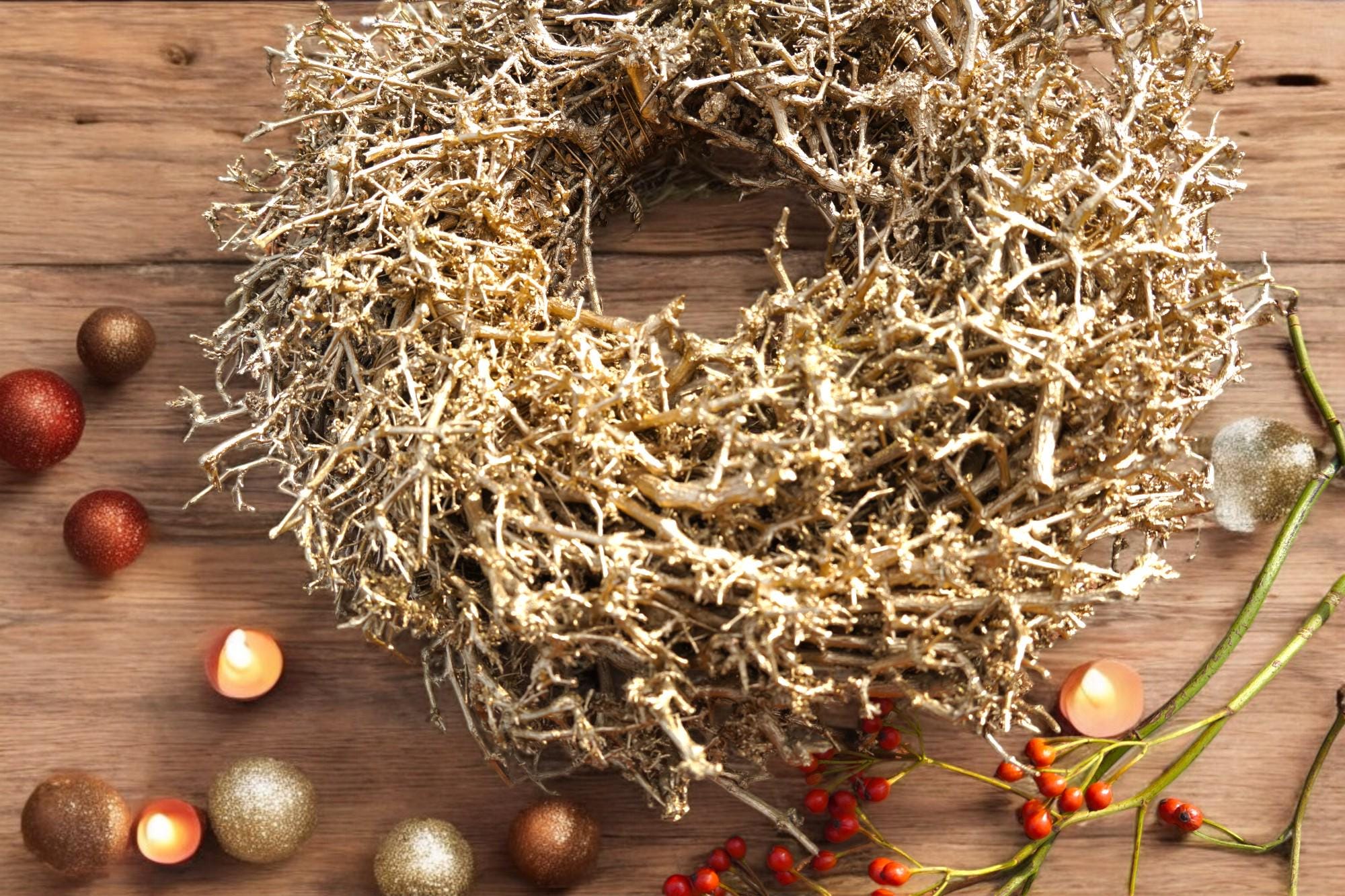 Weihnachtskranz "Goldener Bonsai" 30 cm