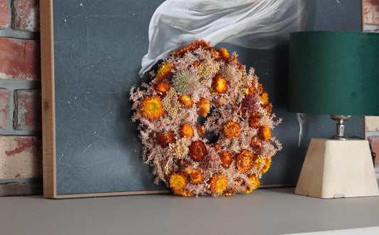 Trockenblumenkranz in frischen Frühlingsfarben (28 cm Durchmesser)