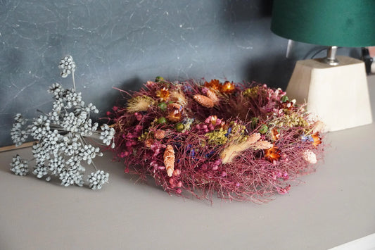 28 cm Trockenblumen-Kranz Türkranz oder Wandkranz
