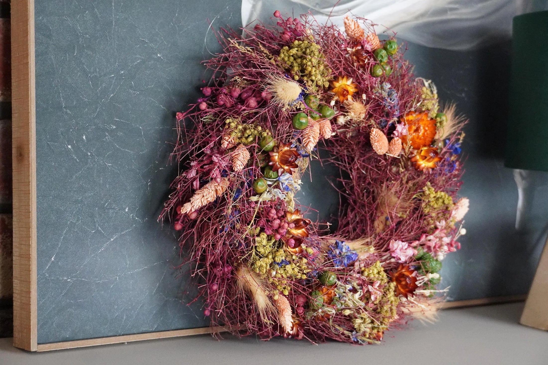 28 cm Trockenblumen-Kranz Türkranz oder Wandkranz