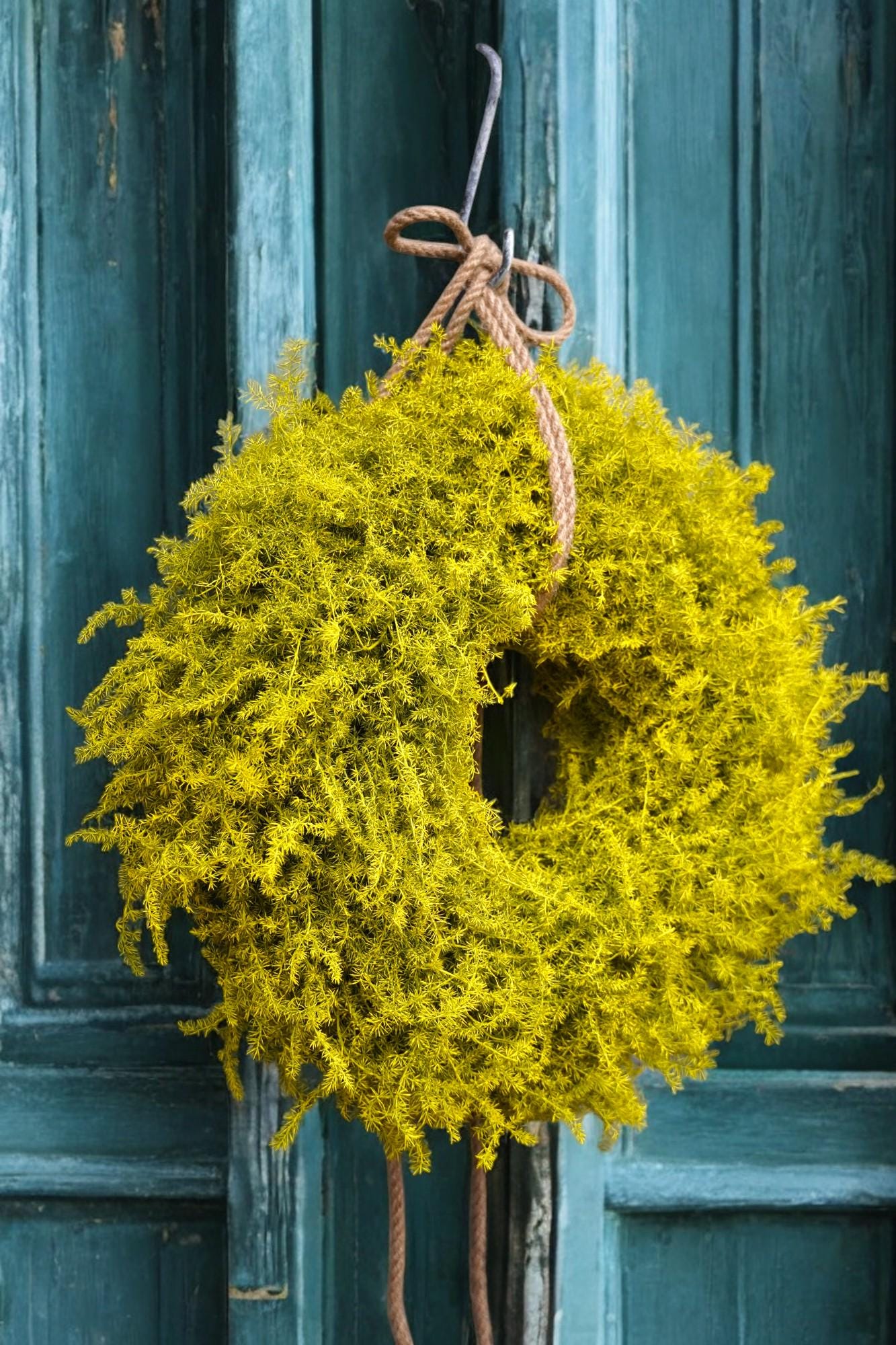 Eleganter Wandkranz / Türkranz, Rapsgelb Asparagus-Kranz 35, oder 45 Durchmesser