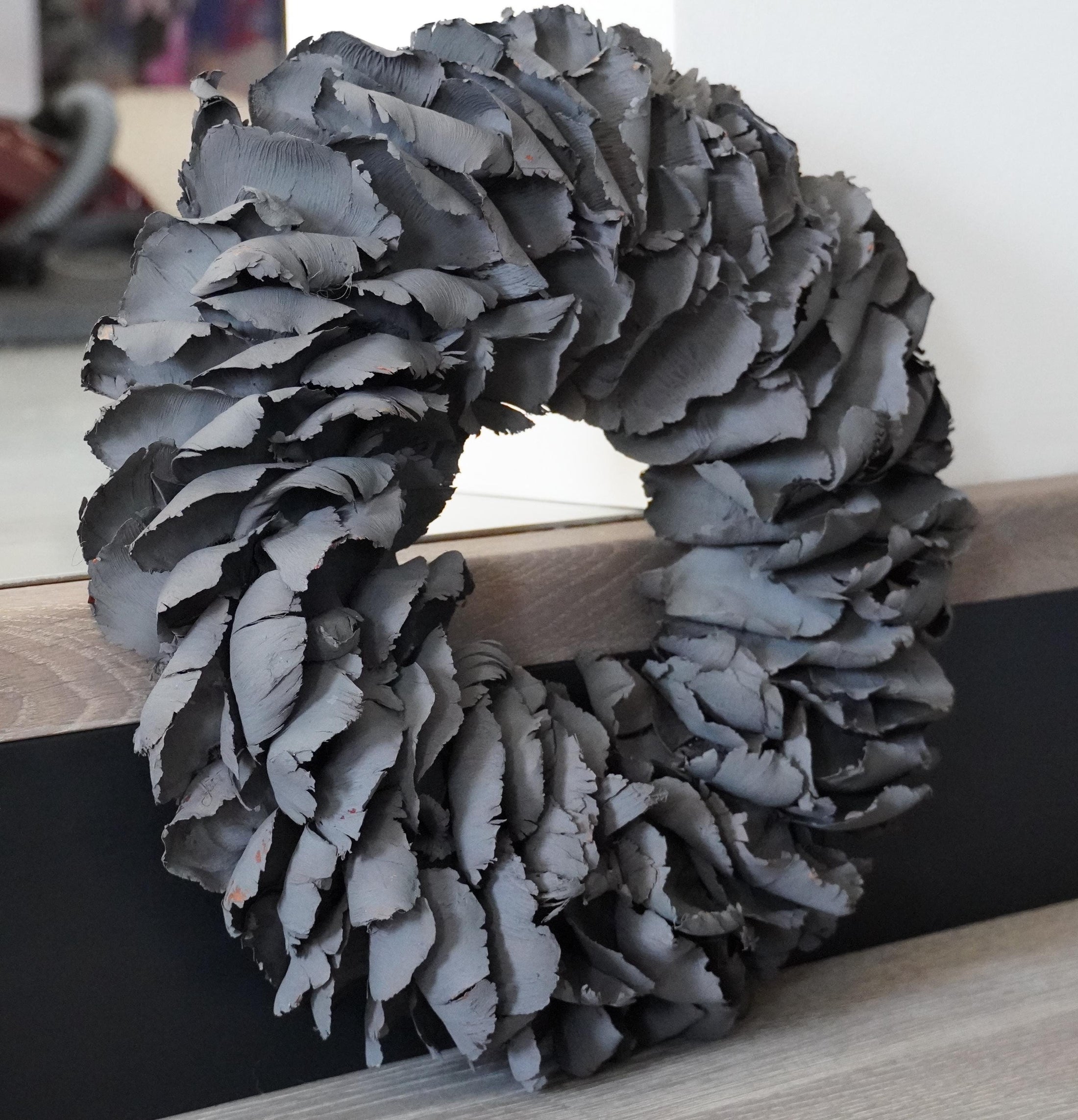 Türkranz Wandkranz 40 cm oder 55 cm Durchmesser Kranz Palmenblättern dunklen grau