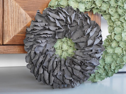 Türkranz Wandkranz 40 cm oder 55 cm Durchmesser Kranz Palmenblättern dunklen grau