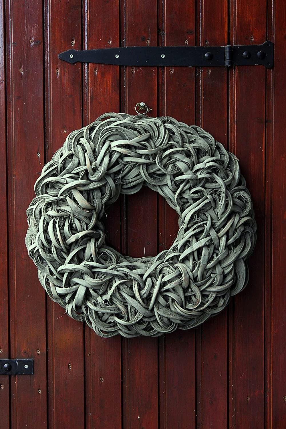 Eleganter Grün Kokoskranz - Wand- oder Türdekoration, 40-55 cm Durchmesser, einfach aufzuhängen