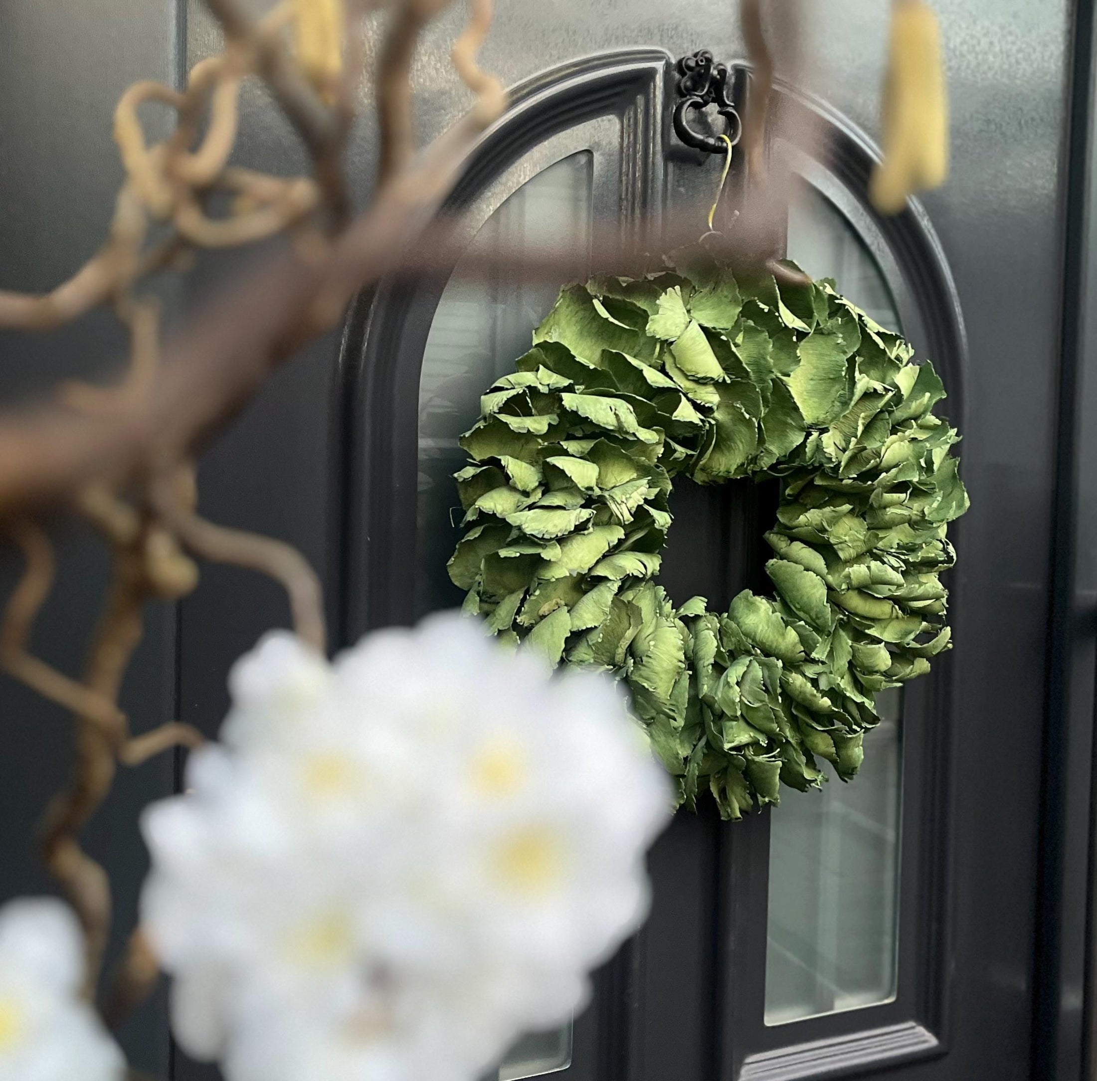 Türkranz Wandkranz Kranz Palmenblättern 40 cm, Durchmesser, Pastellgrün