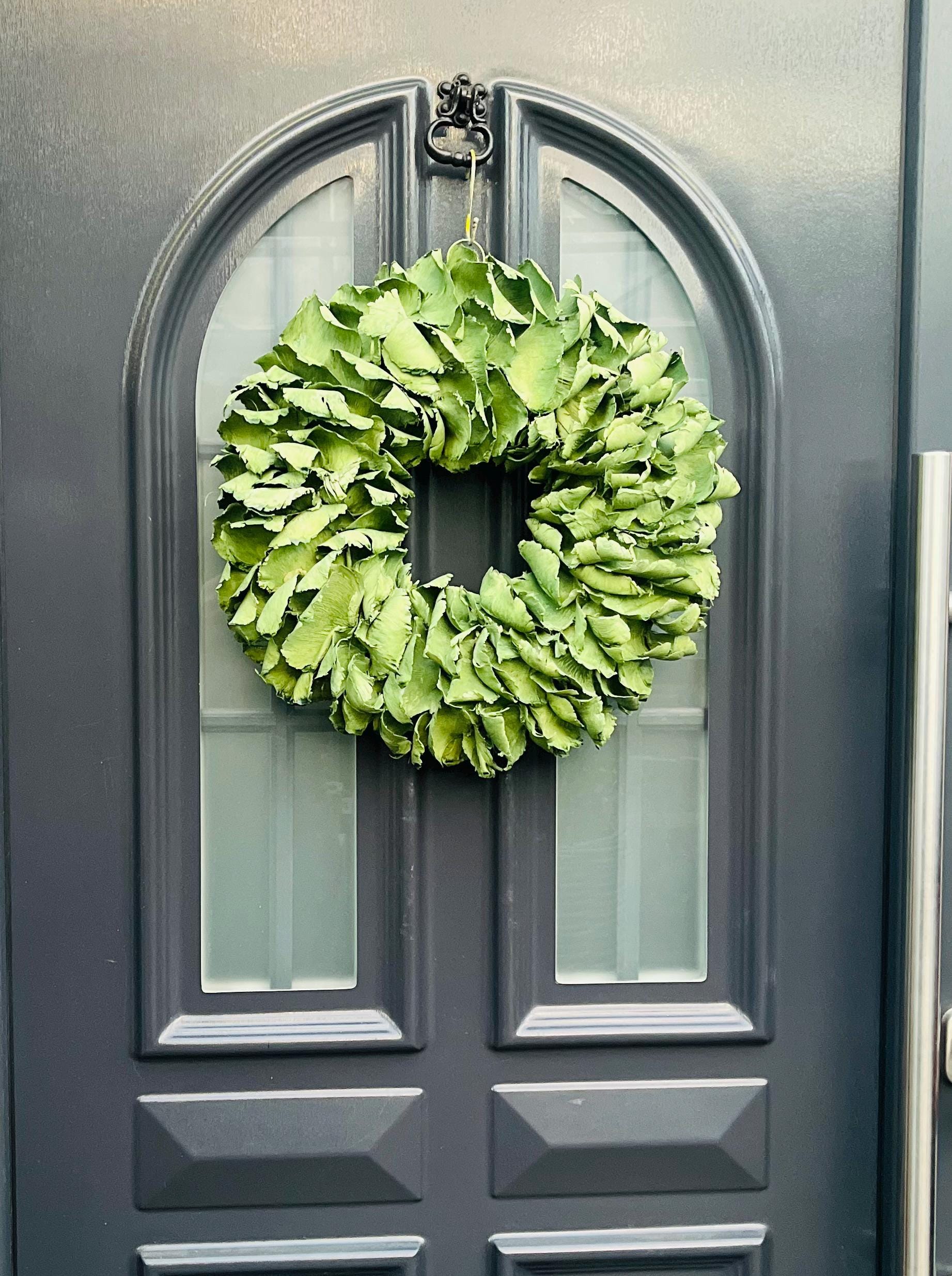 Türkranz Wandkranz Kranz Palmenblättern 40 cm, Durchmesser, Pastellgrün