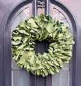 Bild in Galerie-Betrachter laden, Türkranz Wandkranz Kranz Palmenblättern 40 cm, Durchmesser, Pastellgrün
