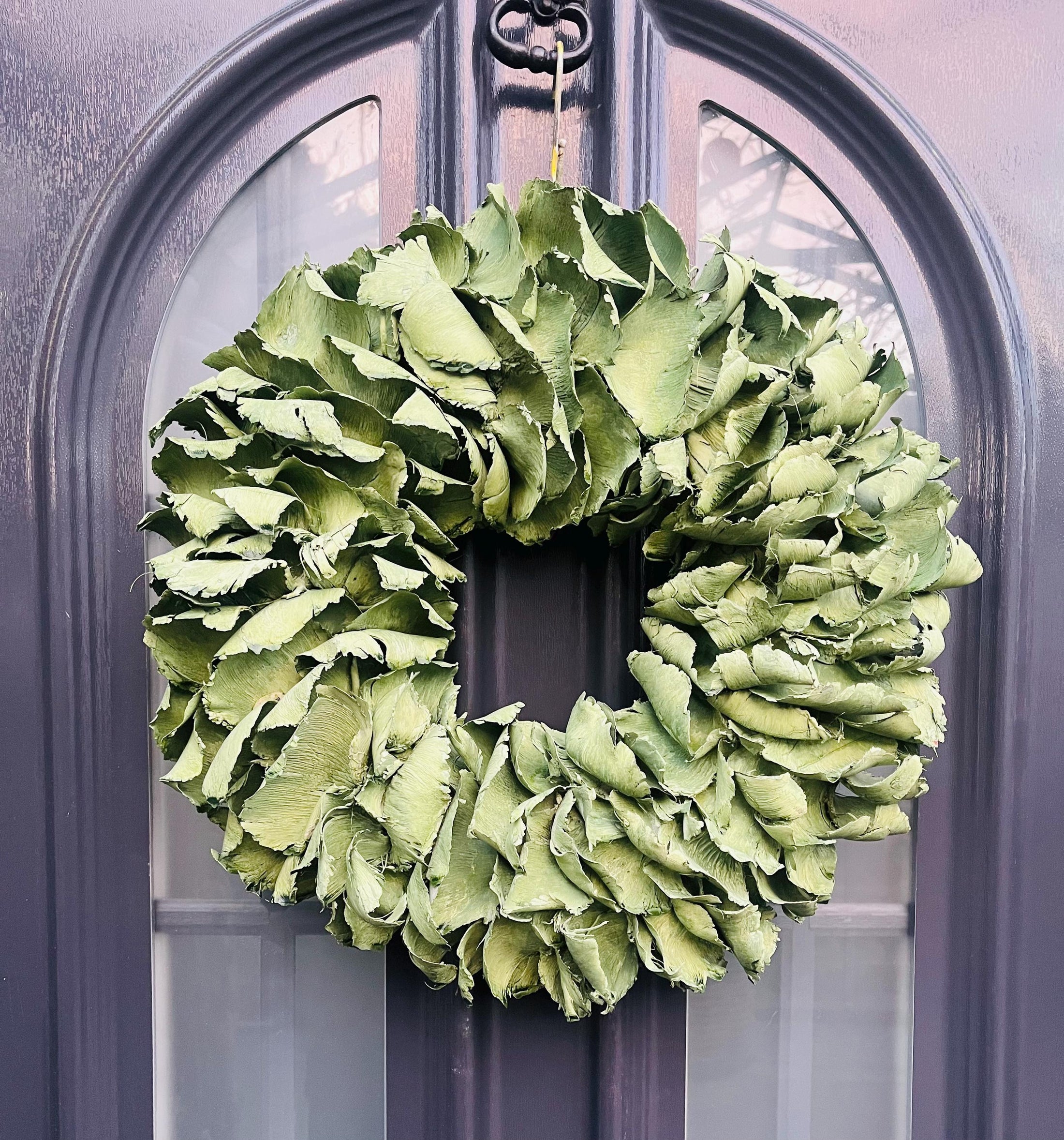 Türkranz Wandkranz Kranz Palmenblättern 40 cm, Durchmesser, Pastellgrün