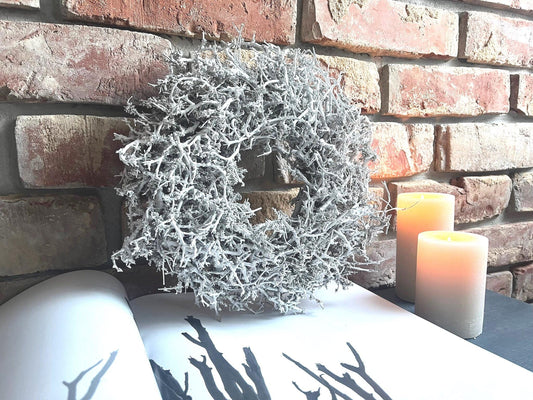 Vintage Weiß wild Bonsai-Kranz 28 cm Durchmesser Türkranz Wandkranz