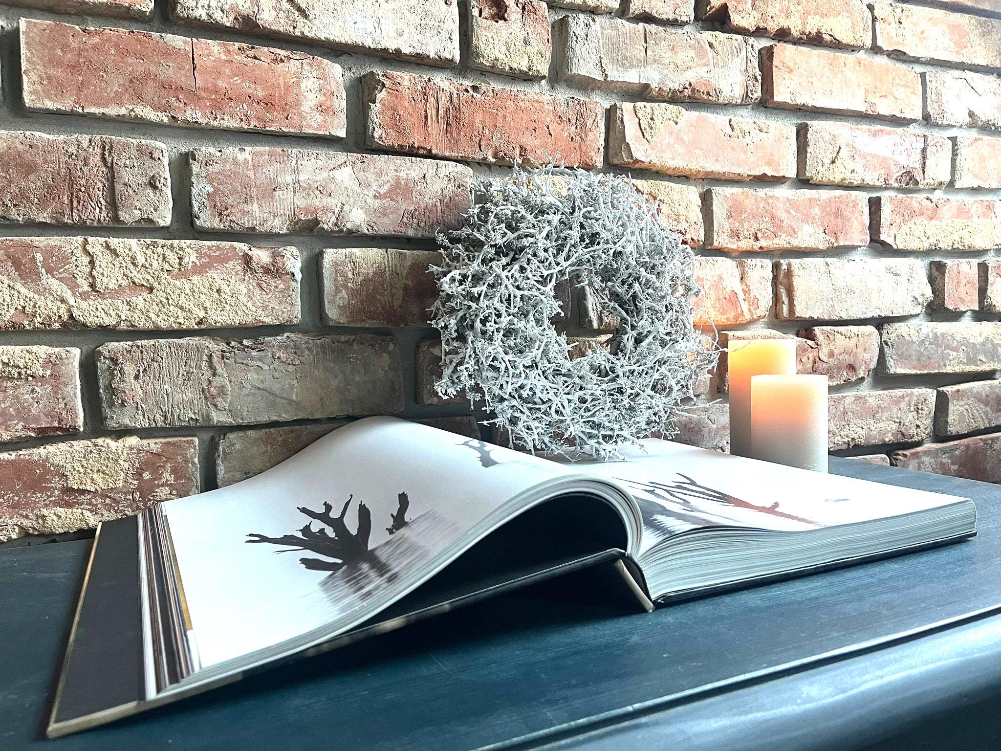 Vintage Weiß wild Bonsai-Kranz 28 cm Durchmesser Türkranz Wandkranz