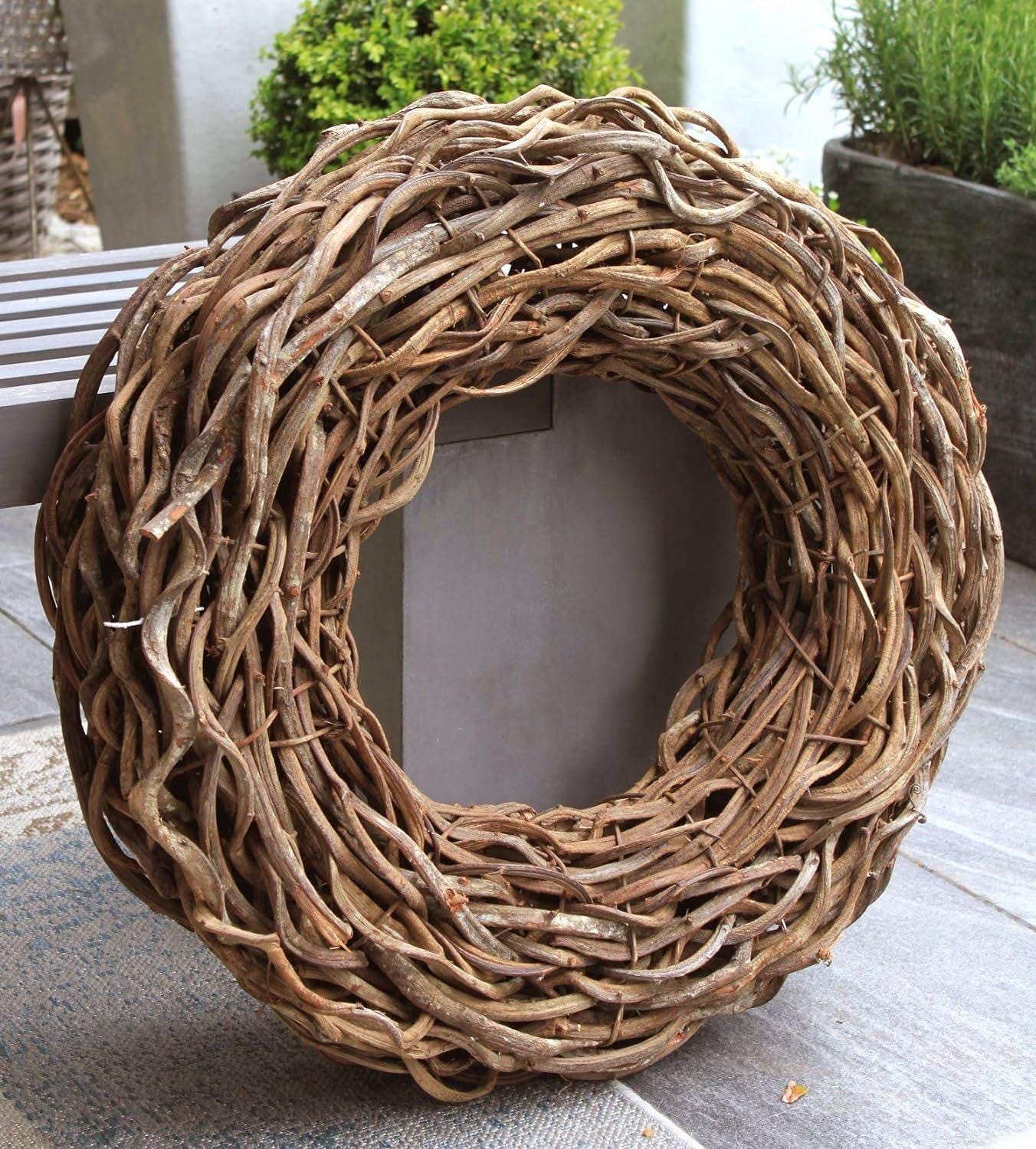 XXL 85 cm Lianen-Kranz in Natur – Handgefertigte Outdoor-Deko