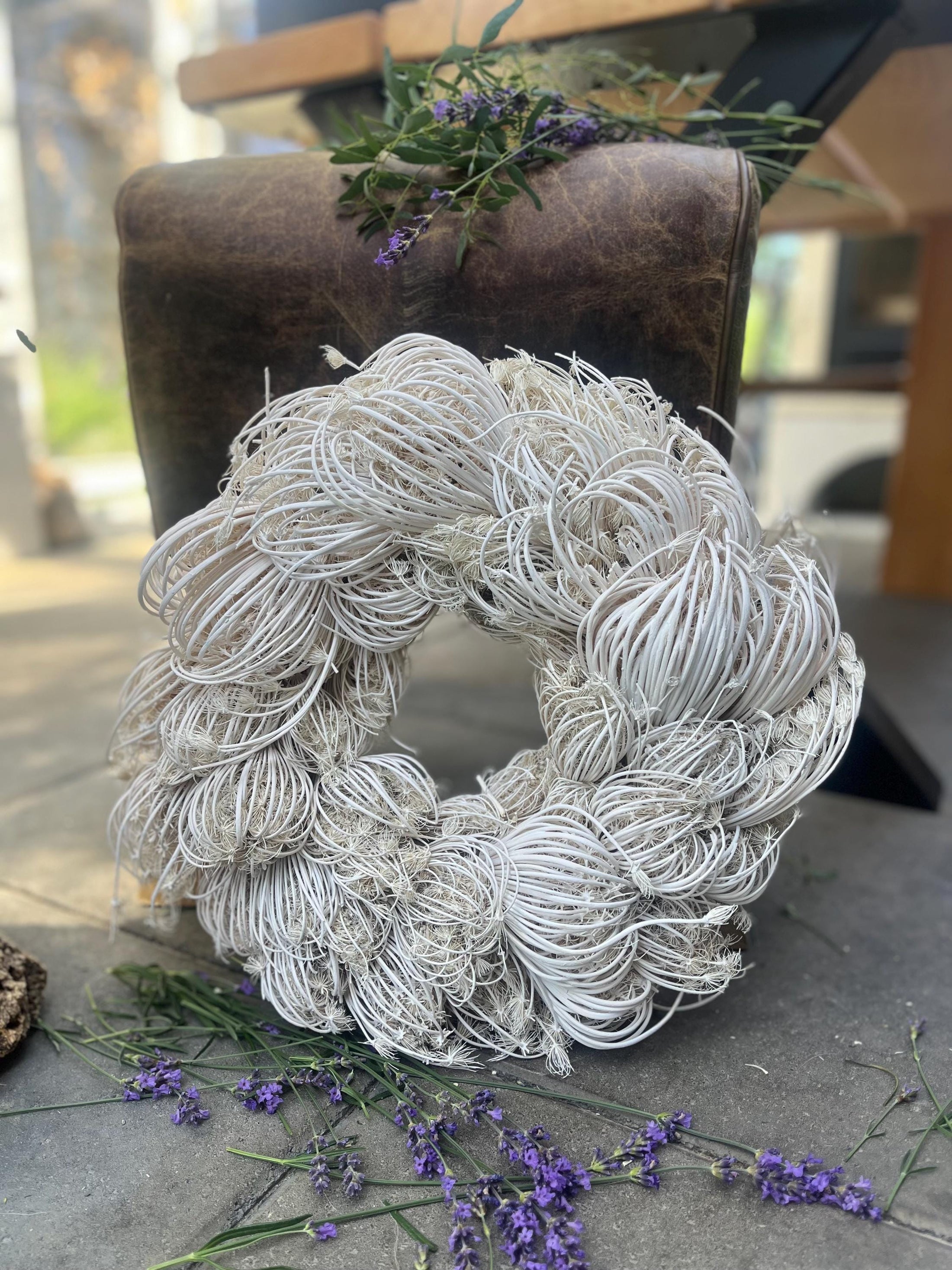 Natürlicher Trockenblumenkranz mit Blüten 38 Durchmesser, Kranz Türkranz Wandkranz