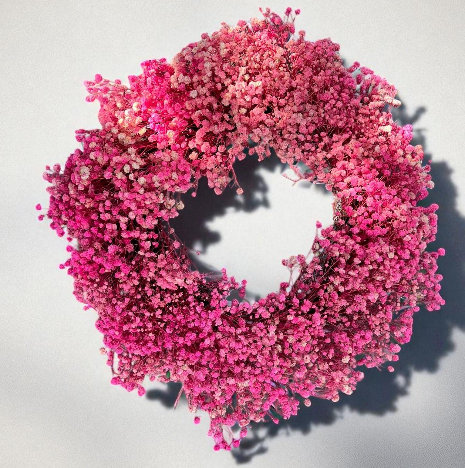 Schleierkraut Kranz in Pink, für Tür und Wand ca. 30 cm Durchmesser