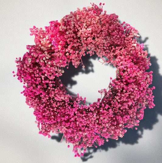 Schleierkraut Kranz in Pink, für Tür und Wand ca. 30 cm Durchmesser