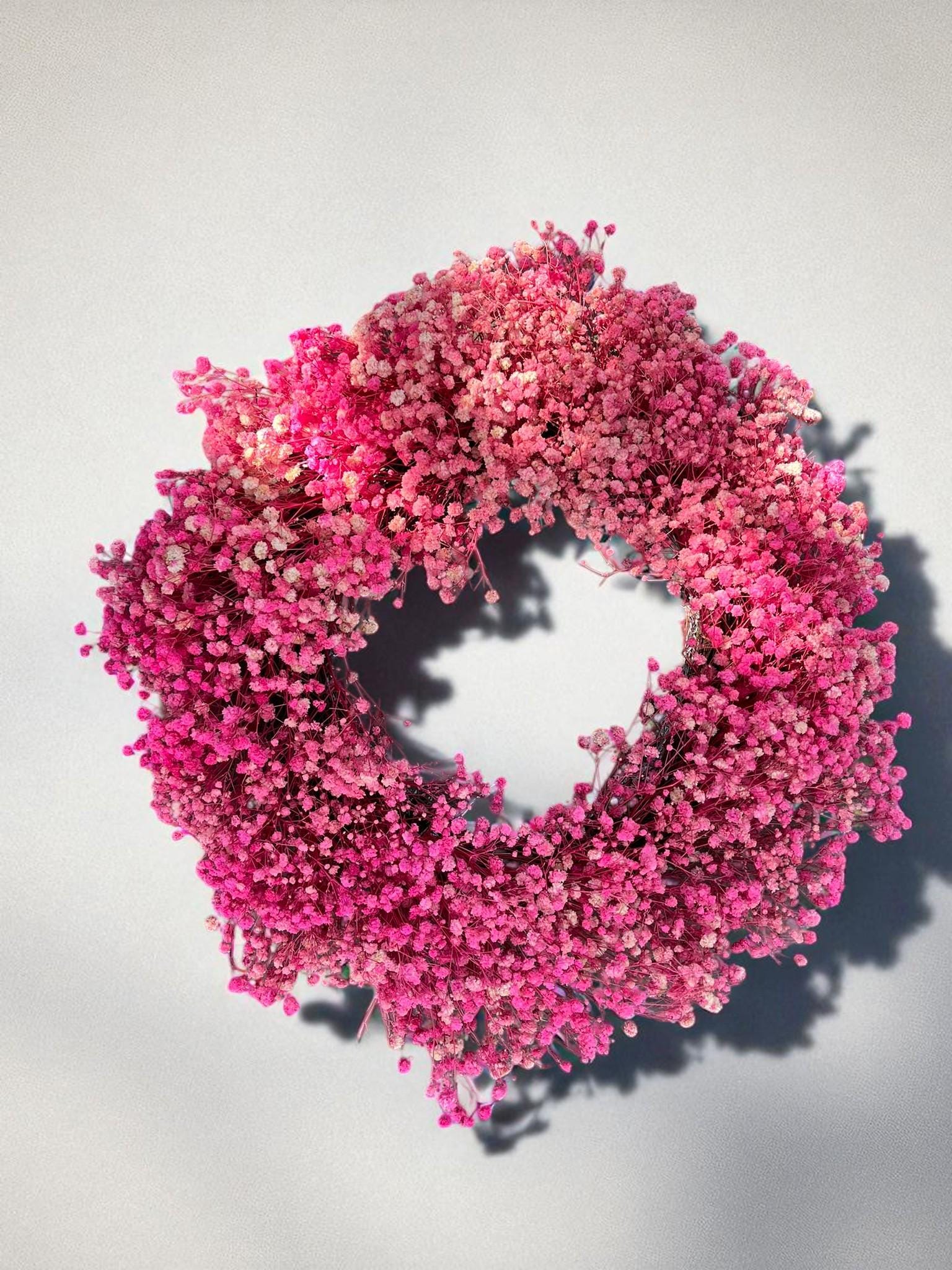 Schleierkraut Kranz in Pink, für Tür und Wand ca. 30 cm Durchmesser