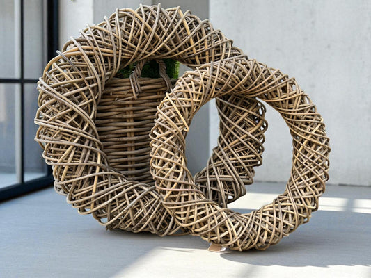 Großer Rattan-Kranz 60 cm oder 80 cm – Naturdeko Türkranz – Handgefertigt – Boho Wandkranz – Kranz aus Rattan für Innen & Außen