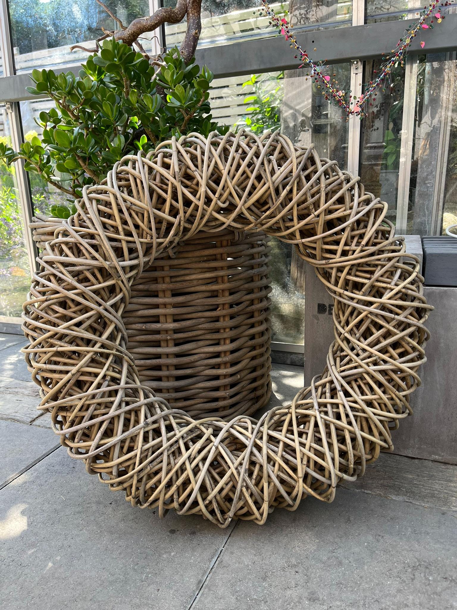 Großer Rattan-Kranz 60 cm oder 80 cm – Naturdeko Türkranz – Handgefertigt – Boho Wandkranz – Kranz aus Rattan für Innen & Außen