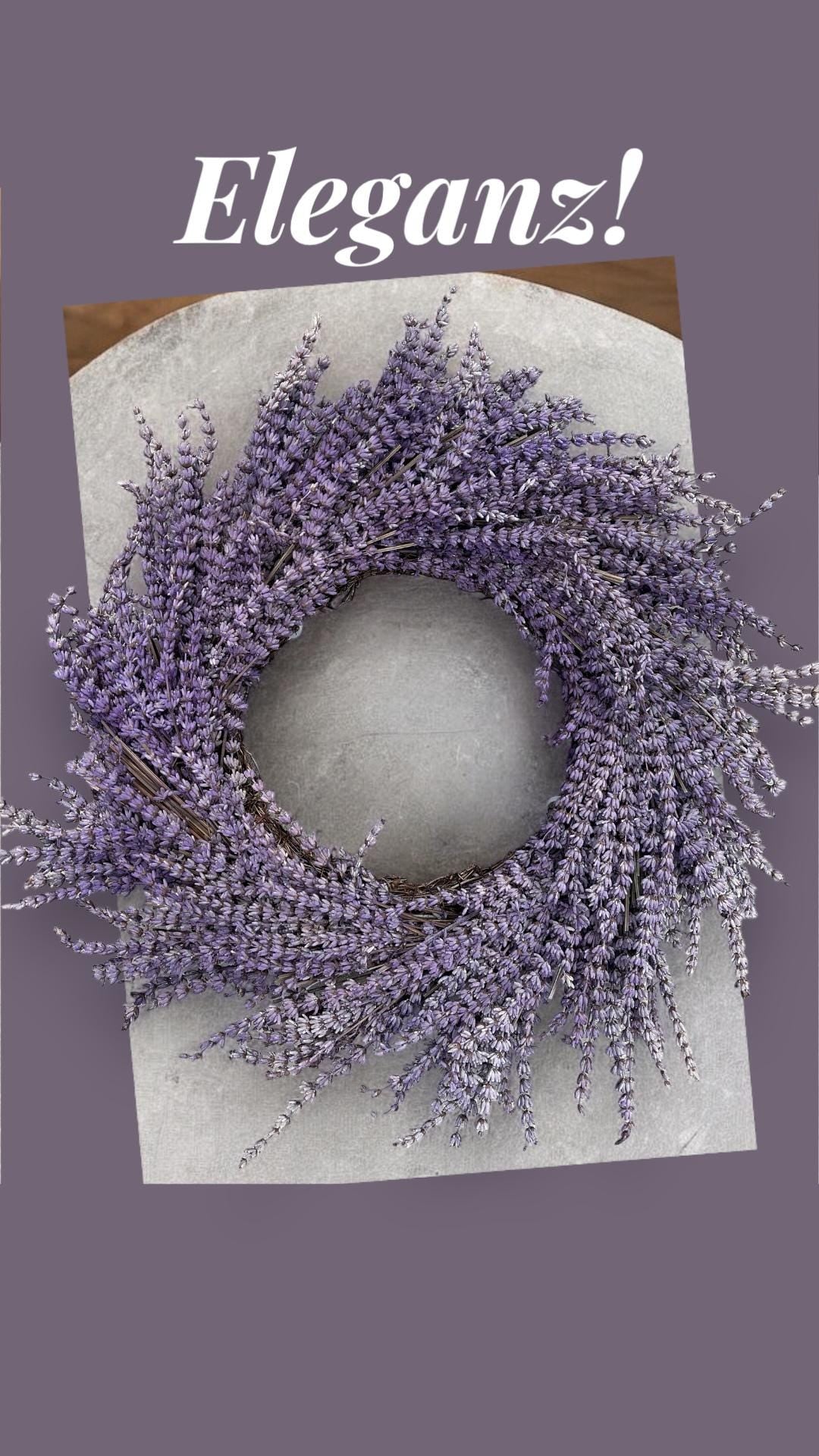 Lavendelkranz 40 cm – Echter konservierter Lavendel, duftend, Trockenblumenkranz, Wandkranz Naturdeko, handmade Kranz Lavendel