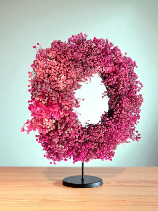 Schleierkraut Kranz in Pink, für Tür und Wand ca. 30 cm Durchmesser
