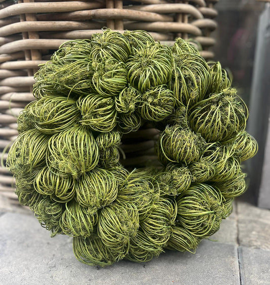 Trockenblumenkranz Grün mit Blüten 35 cm Durchmesser, Kranz Türkranz Wandkranz