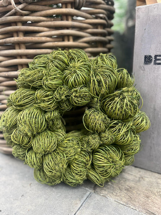 Trockenblumenkranz Grün mit Blüten 35 cm Durchmesser, Kranz Türkranz Wandkranz