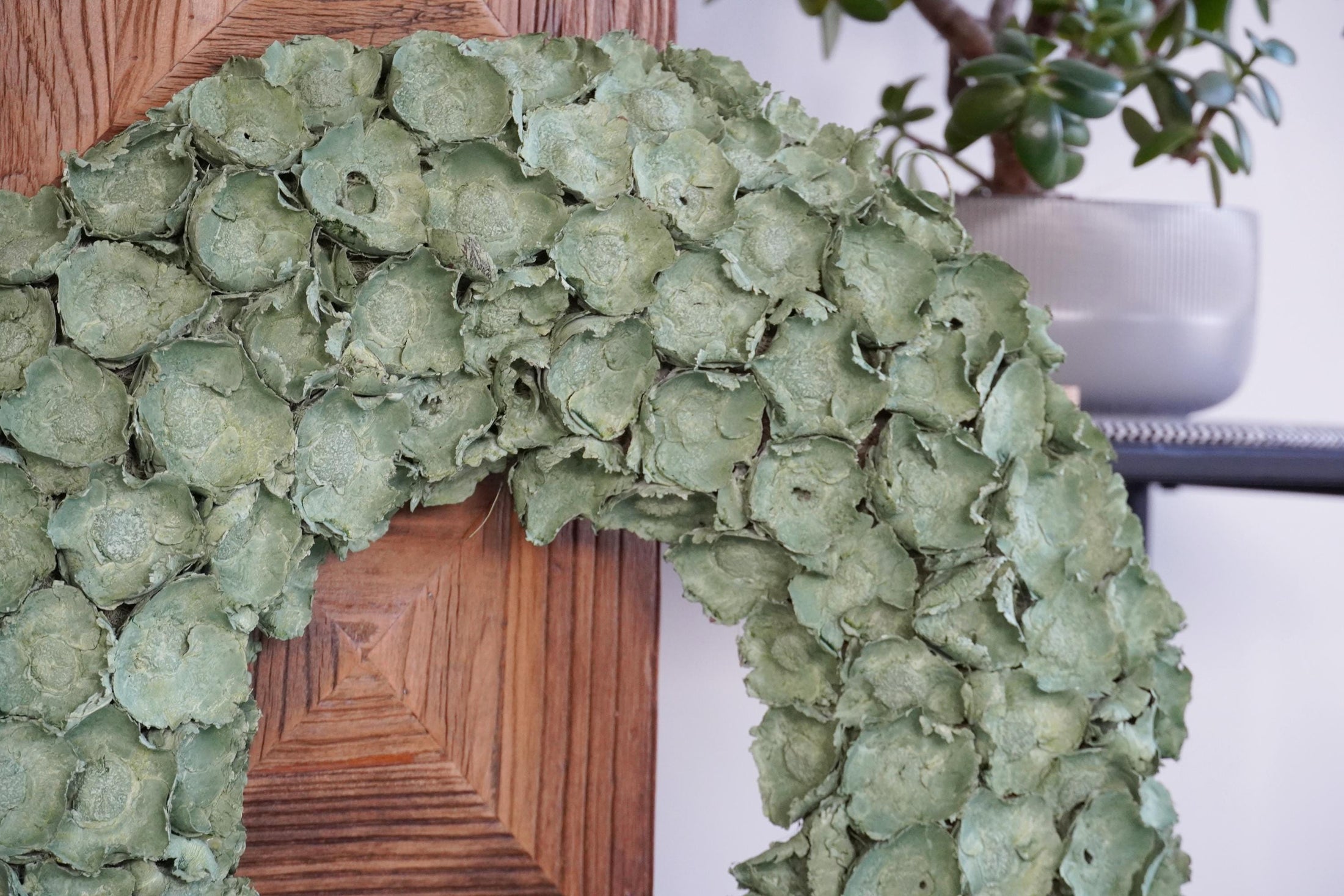 Wandkranz Grün Türkranz Blütenkranz 55 cm Durchmesser, Praktische Aufhängung