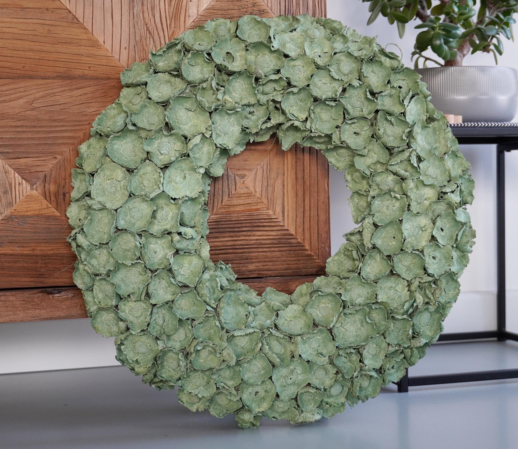 Wandkranz Grün Türkranz Blütenkranz 55 cm Durchmesser, Praktische Aufhängung