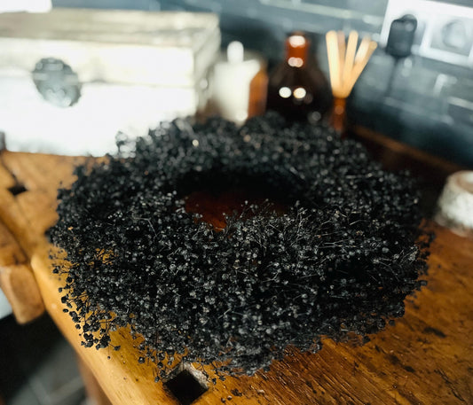 Schleierkraut Kranz in schwarz, für Tür und Wand ca. 35 cm Durchmesser