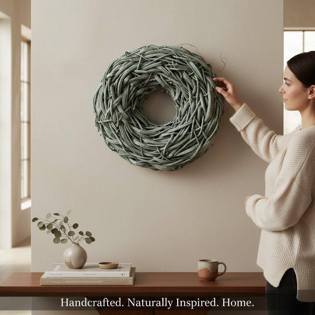 Rustikale Lianen-kranz in grün – Handgefertigte Outdoor-Deko in Treibholz-Optik 48 cm oder 65 cm