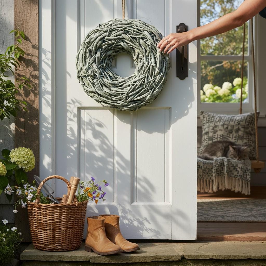 Rustikale Lianen-kranz in grün – Handgefertigte Outdoor-Deko in Treibholz-Optik 48 cm oder 65 cm