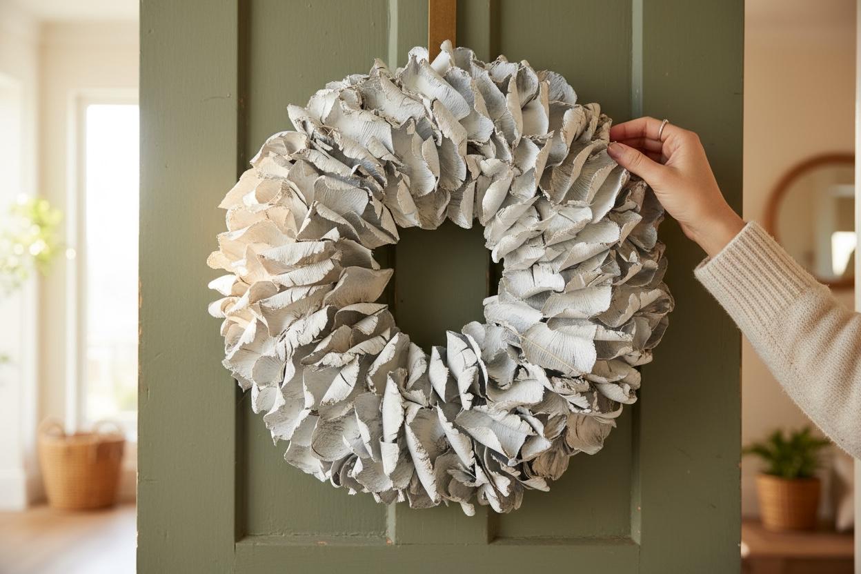 Türkranz Wandkranz Kranz Palmenblättern 25 cm, 40 cm, 55 cm und 65 cm Durchmesser, weiß