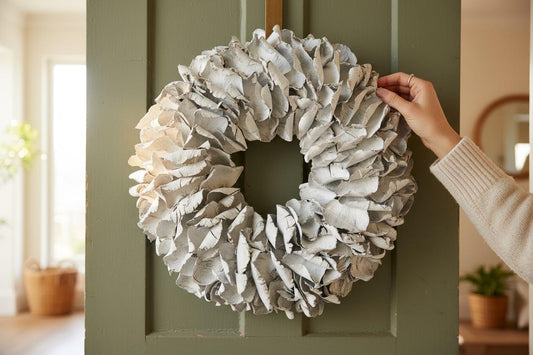 Türkranz Wandkranz Kranz Palmenblättern 25 cm, 40 cm, 55 cm und 65 cm Durchmesser, weiß