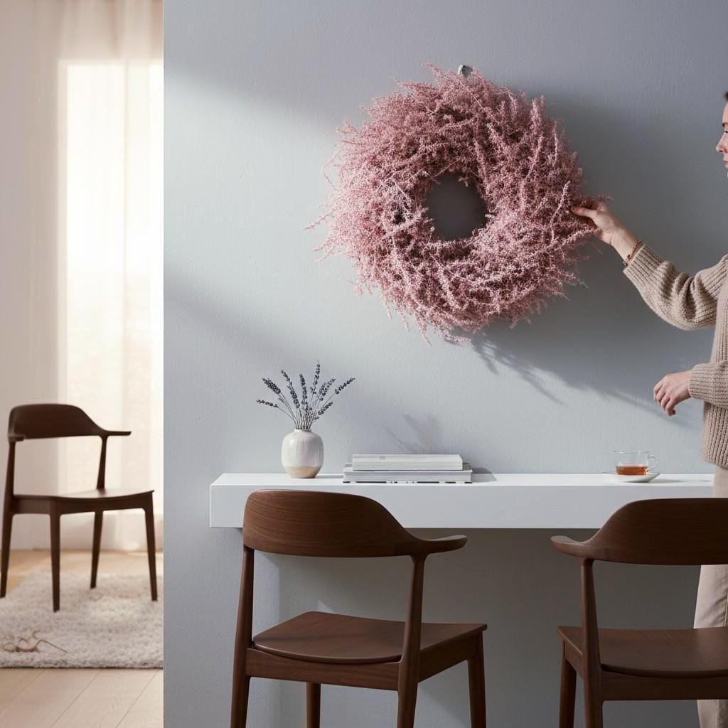 Kranz in Pastell Altrosa aus Asparagus Türkranz Wandkranz 28, 35 oder 45 cm