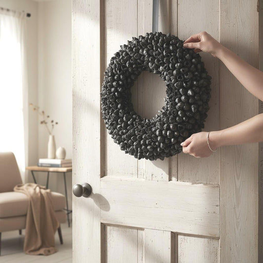 Kranz in schwarz / Türkranz / Wandkranz mit Coco-Früchten 40, 55 cm ider 65 cm Durchmesser