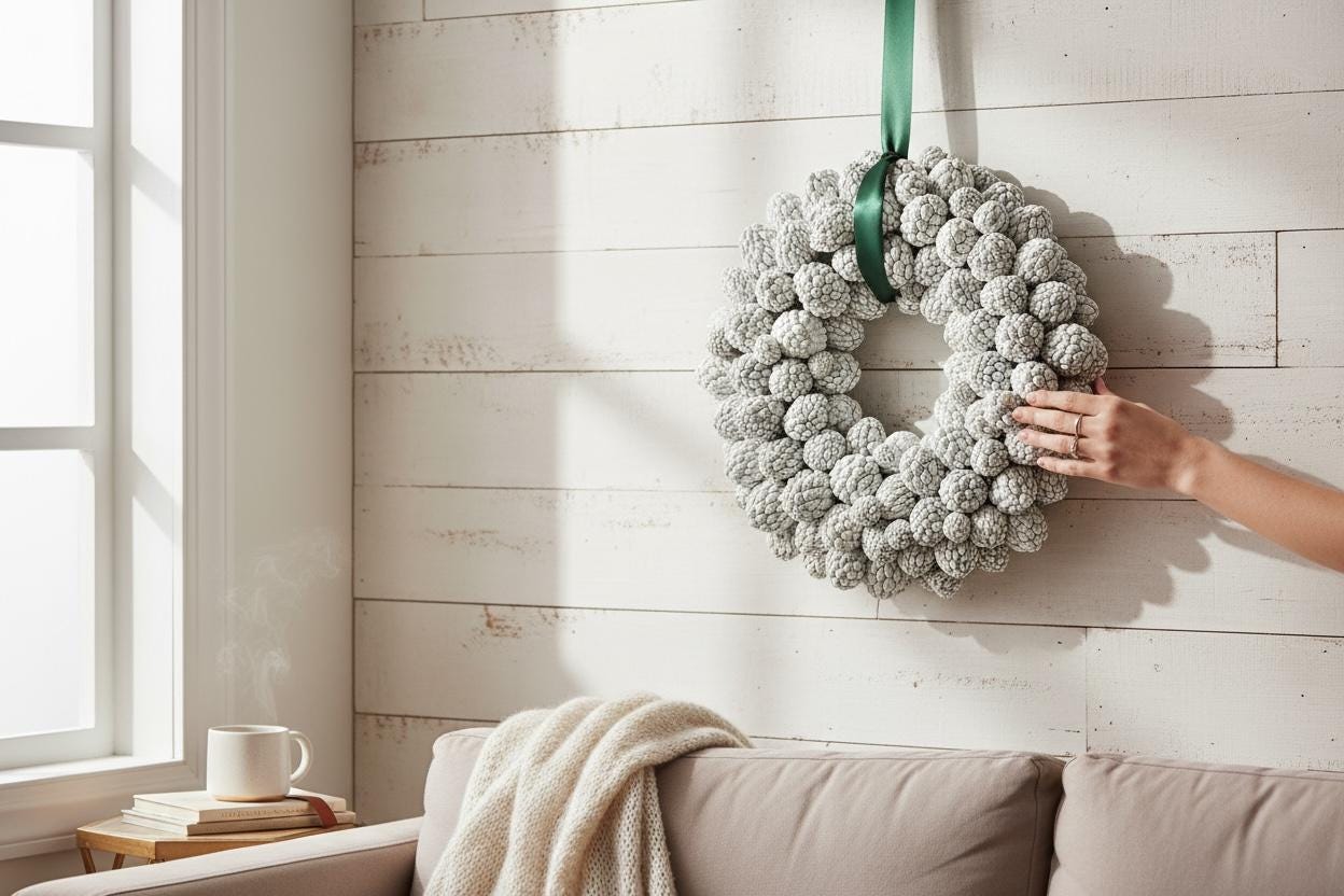 XL Wandkranz Kranz weiß 45 cm Durchmesser