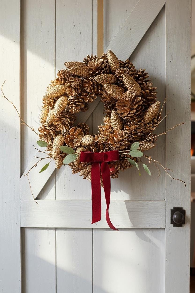 Kranz, Alt Gold, Zapfenkranz, Weihnachtskranz Adventskranz 28 und 35 c
