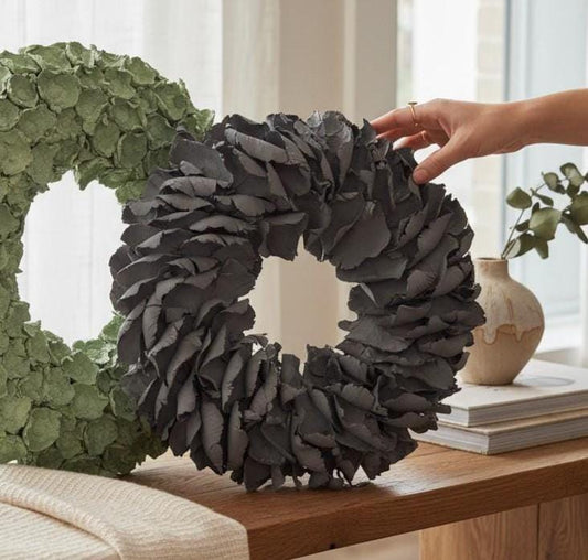 Türkranz Wandkranz 40 cm oder 55 cm Durchmesser Kranz Palmenblättern dunklen grau