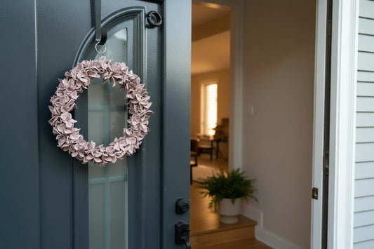 Türkranz Rosa 30 cm – Dekokranz aus Baumwollkapseln – Haustürdeko & Indoor – Frühling, Ganzjahresdeko