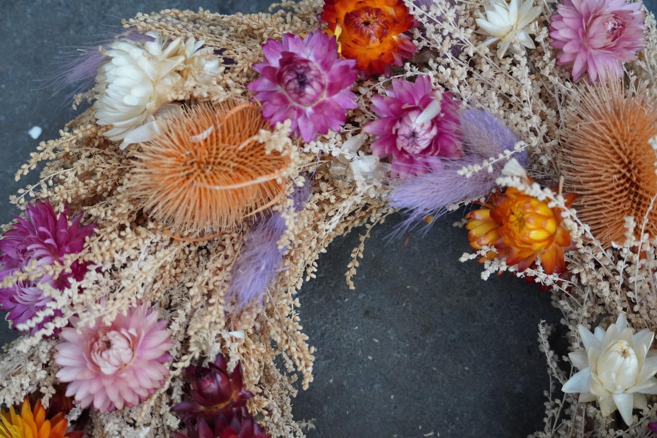 Türkranz Trockenblumen 30 cm – Frühlingskranz mit Naturmaterial – Haustürdeko & Indoor – Boho, Vintage