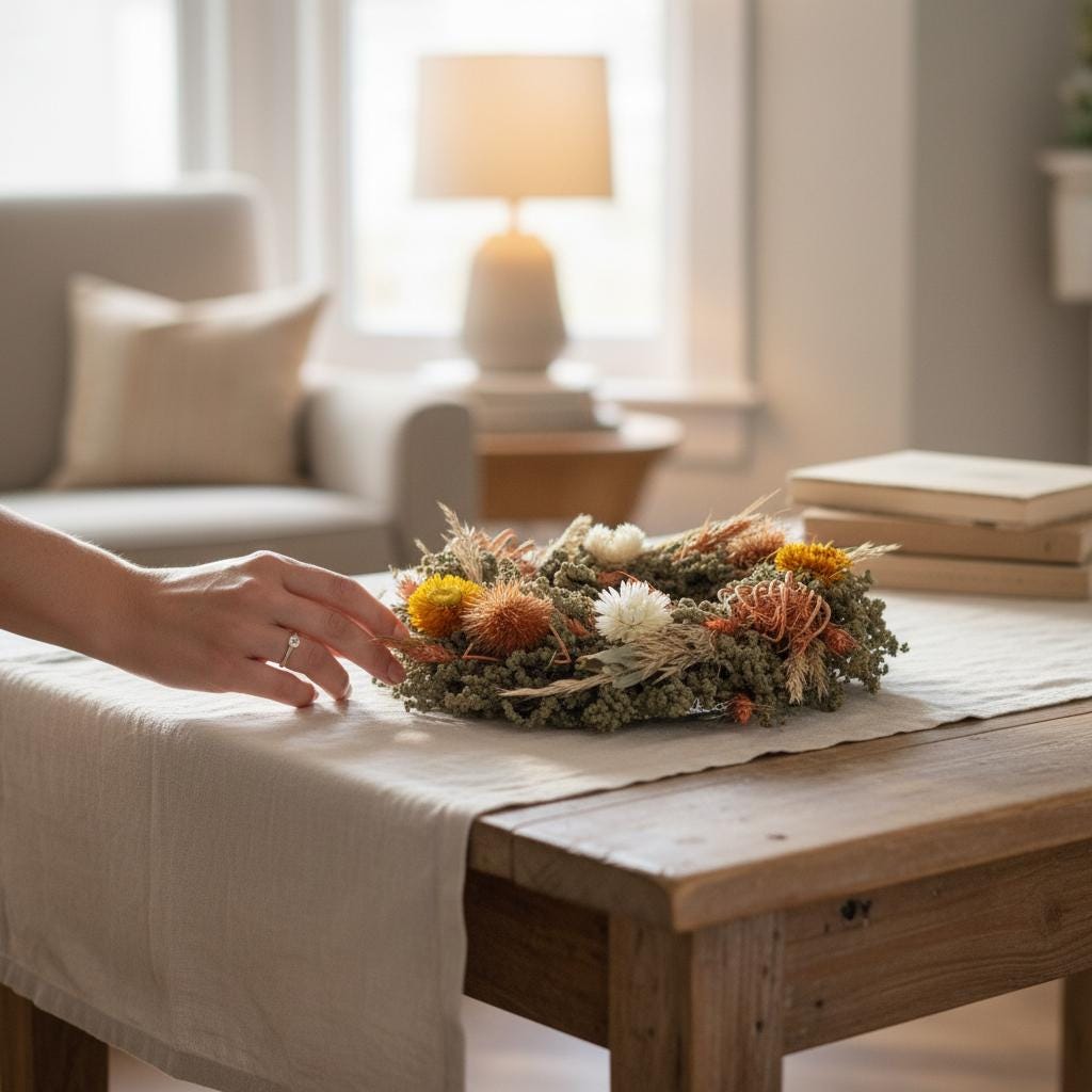 Türkranz Trockenblumen 30 cm – Frühlingskranz mit Naturmaterial – Haustürdeko & Indoor – Boho, Vintage