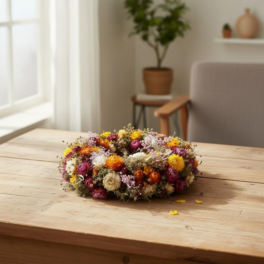 Türkranz Trockenblumen 30 cm – Frühlingskranz mit Naturmaterial – Haustürdeko & Indoor – Boho, Vintage