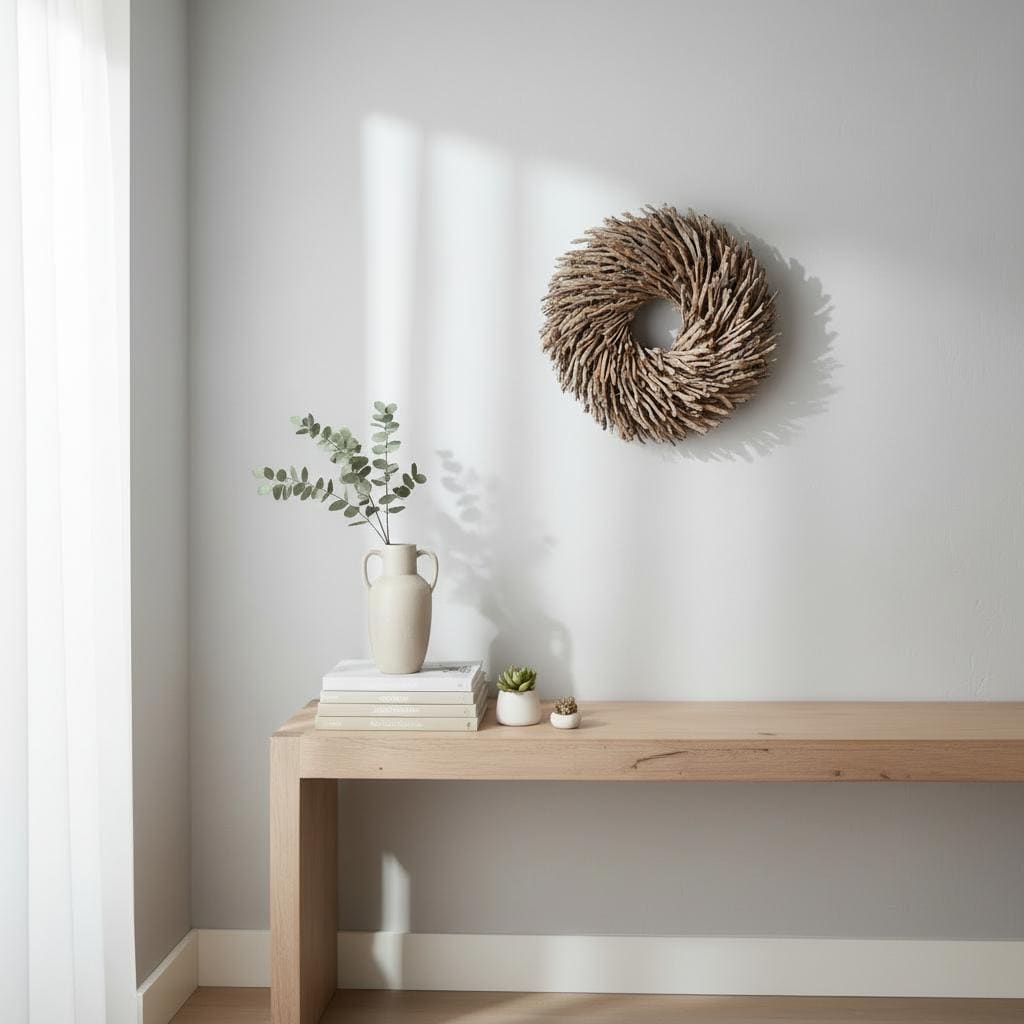 Natur Deko Kranz 40cm – Holzkranz / Trockenholz – rustikal, naturbelassen, flache Rückseite – Türkranz Wandkranz Boho - Kranzshop