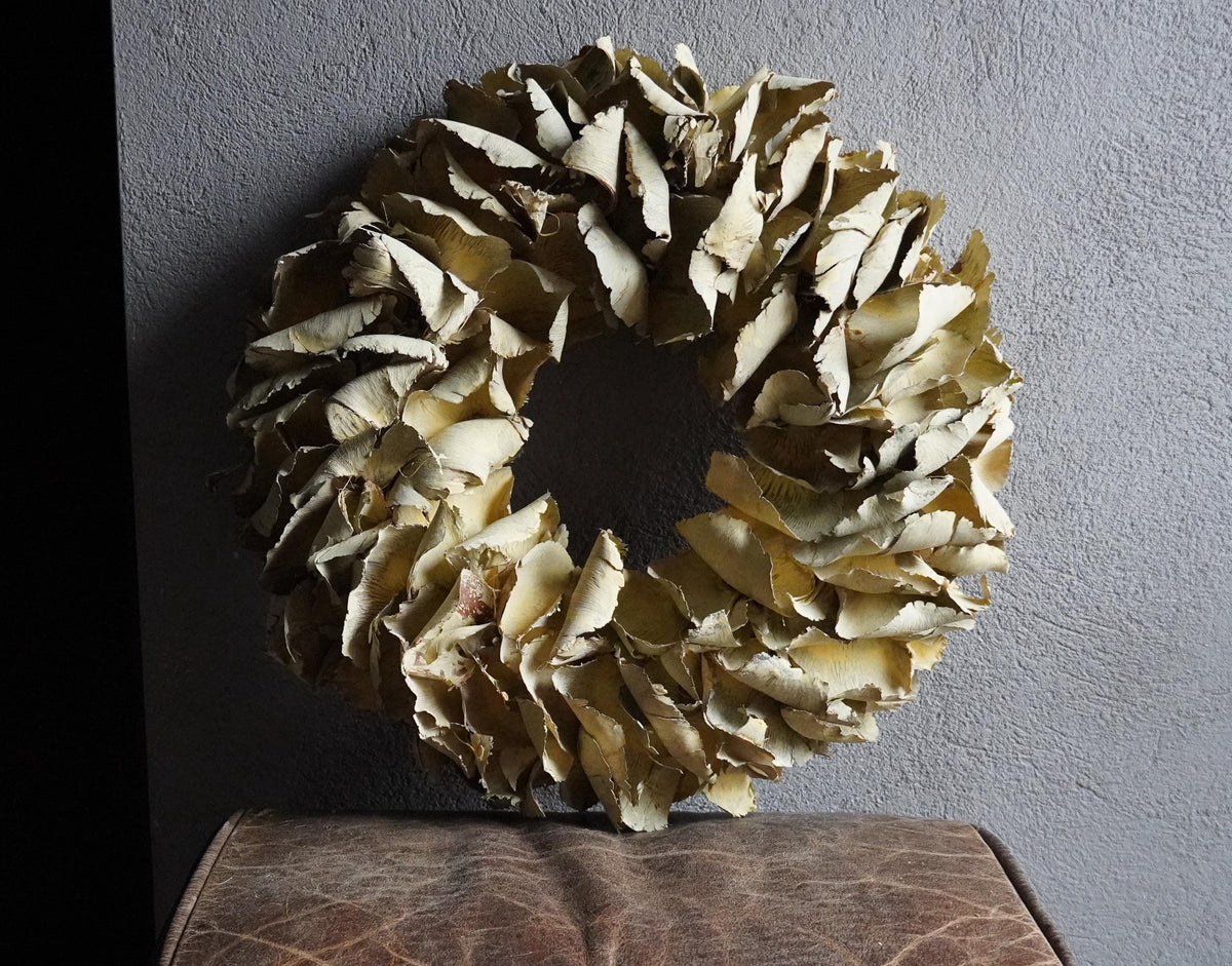 Palmblatt Kranz 40cm – pastellgelb – flache Rückseite mit Öse – Türkranz Wandkranz – optional Metallhalter - Kranzshop