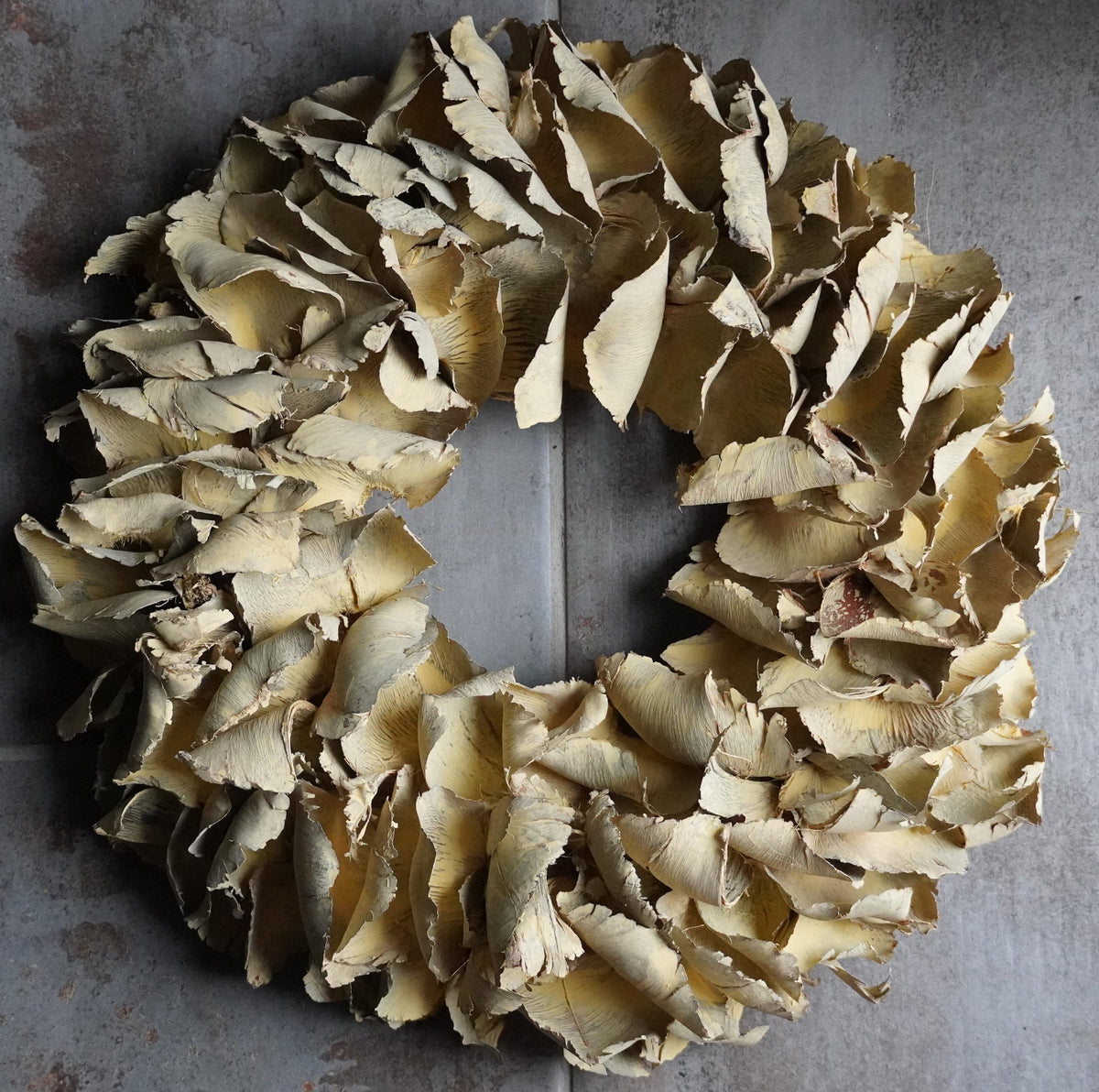 Palmblatt Kranz 40cm – pastellgelb – flache Rückseite mit Öse – Türkranz Wandkranz – optional Metallhalter - Kranzshop