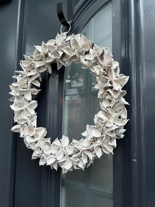 Türkranz weiß 30 cm – Dekokranz aus Baumwollkapseln – Haustürdeko & Indoor – Frühling, Ganzjahresdeko