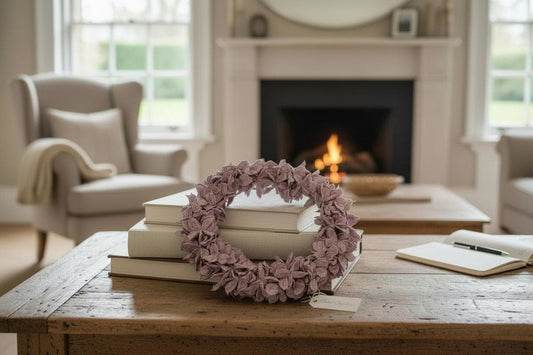 Türkranz Rosa 30 cm – Dekokranz aus Baumwollkapseln – Haustürdeko & Indoor – Frühling, Ganzjahresdeko