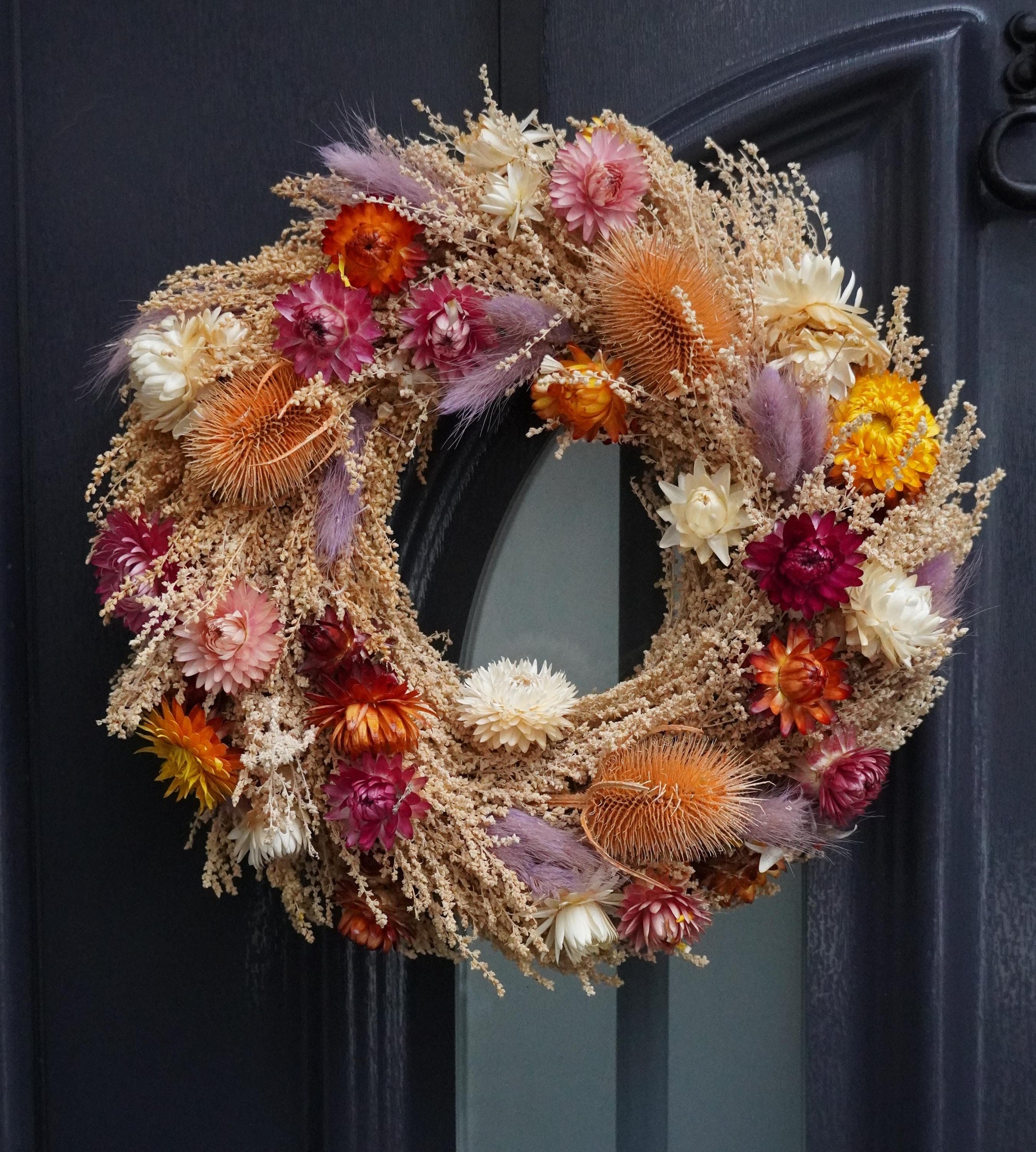 Türkranz Trockenblumen 30 cm – Frühlingskranz mit Naturmaterial – Haustürdeko & Indoor – Boho, Vintage
