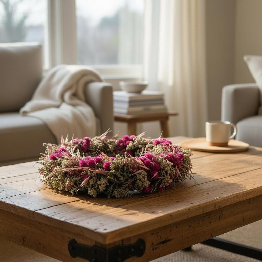 Türkranz Trockenblumen 30 cm – Frühlingskranz mit Naturmaterial – Haustürdeko & Indoor – Boho, Vintage